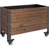 Outsunny Fioriera da Esterno in Legno con Ruote con Foro di Drenaggio e Tessuto Non Tessuto Fioriera 60x30x41 cm Marrone Scuro | Aosom Italy
