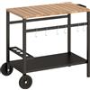 Outsunny Carrello per Barbecue a 2 Livelli Carrello Ausiliare per Barbecue Mobile con Ruote Porta Bevande Ganci Maniglia Nero e Marrone | Aosom Italy