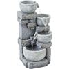 Outsunny Fontana da Giardino con Illuminazione LED Pompa Fontana Decorativa a Cascata 4 Livelli Flusso Regolabile Grigio | Aosom Italy