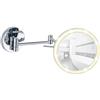 WENKO Power-Loc® LED specchio da parete Aura - fissaggio senza trapano, superficie specchiante ø 16.5 cm 500 % ingrandimento, Acciaio, 20 x 24.5 x 10-40 cm, Cromo