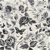 ICYEHAO Carta da Parati Floreale Nera,44 x 1000cm Carta da Parati Adesiva Bianca e Nera con Rose Fiori Uccelli e Farfalle Botanica Piante Cart Adesiva per Mobili,Camera da Letto,Soggiorno,Bagno,Cucina