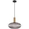 MZStech Lampada a sospensione moderna, lampada a sospensione in vetro grigio con portalampada in rame dorato