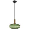 MZStech Lampada a sospensione moderna, lampada a sospensione in vetro verde con portalampada in rame dorato