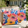 DecorMommt Federe Cuscini Divano 45x45 cm Copricuscini Decorativi da Esterno Impermeabile Fiori Colorati Estivi Fodere Cuscino Copricuscino Quadrato per Giardino Soggiorno Patio Primavera Estate 2 pezzi