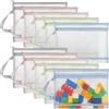 Eulihent 10 Pezzi Cartella Sacchetti Portaoggetti Rete Traspirante,Sacchetti in Nylon per Giocattoli con Cerniera e Maniglia, Doppio Strato Formato per Giocattoli, Puzzle, Libri, Cancelleria. (A4)