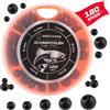 AMZfishing® Set di Perline di Gomma da 3 mm a 8 mm, 180 Pezzi, Perle di Gomma, per Pesca e Perline, Accessori da Pesca, perfette con Tappo in Gomma