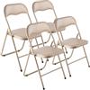 VEVOR Set di 4 Sedie Pieghevoli in Pelle con Struttura in Metallo Resistente e Cuscino Imbottito, Sedie Pieghevoli Portatili per Tavolo da Gioco, Sgabello Impilabile per Casa, Cortile, Colore Cachi