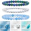 Bivei 3 Pezzi 6mm Bracciale Donna - Crisocolla, Quarzo Ialino, Acquamarina - Bracciali con Elastico con Pietre Naturali, Gioielli con Perline Fatto a Mano per Yoga, Meditazione, Protezione e Regalo
