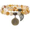 Farfume Bracciali Chakra per le donne - Cristalli Bracciale Donne Pietre Naturali Yoga Reiki- Un set di bracciali doppi (Topazio(Potenziamento) Medio)