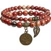 Farfume Braccialetti Chakra da donna - Bracciale con cristalli di pietre curative per donna Bracciale con pietre preziose naturali - Un set di braccialetti con doppia perla(Agata rossa)