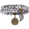 Farfume Bracciali Chakra per le donne - Cristalli Bracciale Donne Pietre Naturali Yoga Reiki- Un set di bracciali doppi (Giada Picasso(Coraggio) Medio)