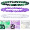 Bivei 3 Pezzi 6mm Bracciale Donna - Ruby Zoisite, Giada Viola, Giada Bianca - Bracciali con Elastico con Pietre Naturali, Gioielli con Perline Fatto a Mano per Yoga, Meditazione, Protezione e Regalo