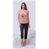 Nottingham Pigiama donna Nottingham mezza manica e pinocchietto cotone NPB215, CORALLO