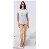 Nottingham Pigiama donna Nottingham mezza manica e pinocchietto cotone NPB275, VERDE ACQUA