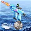 JONRRYIN Pistola ad Acqua Elettrica, Automatico Pistola 800ml - Portata 10 Metri, Ricaricabile Pistola con Effetti Flash & Suono per Bambini/Adulti(Spiaggia, Piscina, Giardino) (Blu)