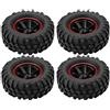Dilwe Pneumatici Auto RC, 4 Pezzi Pneumatici in Gomma da 6 Fori con Mozzi per Carrello Fuoristrada Auto d'arrampicata RC 1/10