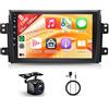Rimoody 6G+128G 8 Core Android Autoradio per Suzuki SX4 2006-2013/FIAT Sedici 2005-2014 9 Pollici Autoradio Senza Fili Carplay Android Auto Mirror Link Bluetooth FM/RDS/EQ/DSP WiFi GPS Telecamera Posteriore