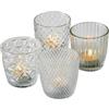 Boltze Marilu 1014419 - Set di 4 lanterne (trasparenti, bicchieri decorativi per candele/lumini da tè, diametro 8 cm, vari motivi, forma rotonda, portacandele) 1014419, normale