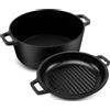 Does not apply 2 in 1 Forno Olandese in Ghisa Pre-Stagionato Con Coperchio/Griglia a Doppia Fun