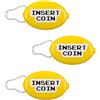 Fisura - Portamonete ovale in gomma "Insert coin" giallo. Portamonete retrò con catenella, portafoglio da tasca per tutti i giorni, idea regalo unisex. 3 pezzi.
