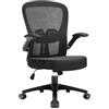Durrafy Sedia da Ufficio Ergonomica, Braccioli Ripiegabili 90°, Supporto Lombare Regolabile, Rete Traspirante, 130° Inclinazione（Non bloccabile）, 130kg Carico, Nera