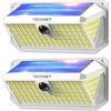 TECKNET Luce Solare LED Esterno, 416 Faretto LED da Esterno Solare con Sensore di Movimento, 300°Illuminazione IP66 Impermeabile Lampada Solare da Esterno, 3 Modos per Giardino, Patio e Garage 2 Pezzi
