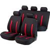 WALSER coprisedili auto set completo Hastings, coprisedili auto, set completo, 2 coprisedili anteriori, 1 coprisedili posteriori, coprisedili auto universali nero/rosso