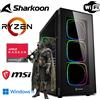 MEG-BAR PC da gioco - Ryzen 5 5600G 6x 4,4GHz - 16GB di RAM DDR4 - 512 SSD M.2 - case SHARKOON RGB con vetro temperato - WIFI