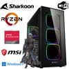 MEG-BAR PC da gioco - Ryzen 5 5600G 6x 4,4GHz - 32 GB di RAM DDR4 - 512 SSD M.2 - case SHARKOON RGB con vetro temperato - WLAN