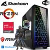MEG-BAR PC da gioco - Ryzen 5 5600G 6x 4,4GHz - 16 GB di RAM DDR4 - 512 SSD M.2 - Custodia SHARKOON RGB con vetro temperato - WLAN
