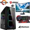 MEG-BAR Set completo per il gioco - Ryzen 5 5600G 6x4,4GHz - 8GB di RAM - Grafica Radeon - Monitor LCD LED curvo Samsung - Kit da gioco 4 in 1 - Custodia in vetro reale RGB