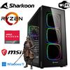 MEG-BAR PC da gioco - Ryzen 5 5600G 6x 4,4GHz - 32GB di RAM DDR4 - 1TB M.2 SSD - case SHARKOON RGB con vetro temperato - WLAN