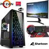 MEG-BAR Set completo per il gioco - Ryzen 5 5600G 6x4,4GHz - 32GB di RAM -1TB- Grafica Radeon - Monitor curvo Samsung da 27" - Kit da gioco 4 in 1 - Custodia in vetro reale RGB