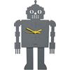 Fisura - Originale orologio da parete a forma di robot. Orologio da parete silenzioso 38 x 20 centimetri. Orologio da cucina grigio. Orologio a pendolo in legno e ABS. 2 batterie AA.