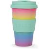 IDRINK®- Tazza in RPET per Caffé con Tappo in Silicone Apribile, Facile da Portare 435 ml, Mug Takeaway Plastica Riciclata 8.7 x 8.7 x 15 cm Ergonomica 435 ml (MACARON)