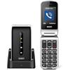SAIET VANTO Cellulare per Anziani Facile da Usare, Telefono a Conchiglia con Base di Ricarica, Display 2.4 a Colori, Tasti Grandi Retroilluminati e Tasto SOS - Memoria fino a 16 GB - Colore Nero