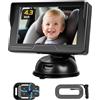 Hikity Baby Car Camera con monitor 480P Monitor per Auto da 4,3" Telecamere Visione Notturna a 360°Telecamera Girevole per Seggiolino Auto di Sicurezza la Sorveglianza di Bambini e Animali Domestici