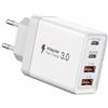 kiorziesk Caricatore USB C 40W PD & USB A Rapido Muro Caricabatterie Spina Alimentatore Type C Multiplo Alimentatore Presa Carica 4 Porto Adattatore per IPhone Samsung Huawei Xiaomi HTC LG Motorola Honor Etc