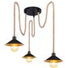 Globo lighting Lampadario a sospensione Diana a 3 luci con corde e lampare in nero opaco stile vintage 3XE27 GLO15690-3H1/40