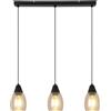 Globo lighting Lampadario a sospensione Reid in metallo nero con vetri a bicchiere ambra 3XE27 15705-3H/30