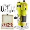 DEWINNER Fresatrice Verticale Legno, 600 W Fresatrice per Legno con 12 Pezzi Set frese (6mm), Rifilatore per Legno per Lavorazione del Legno Rifinitura Scanalatura Intaglio per Lavori di Carpenteria