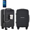 French Connection - Bagaglio a Mano St. Martin con Portabicchieri e Porte USB, Nero, 38 cm