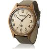 Zeitholz Altenberg - Orologio in bambù con quadrante marrone, prodotto naturale, ipoallergenico, fatto a mano, cinturino grigio di tela