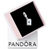 PANDORA Pendente Moments apribile a forma di passaporto in argento Sterling con zirconi cubici trasparenti e smalto blu sfumato
