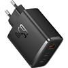 Protech Caricabatterie Rapido Multi porta 65W, Spina EU (Nero)