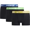 Nike Trunk 3Pk Essent Micro Blk/Saf Qrz/Mn Grn/C Blu Boxer Uomo