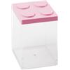 OMADA Design Contenitore Confettata per Confetti o Caramelle, Tipo Mattoncino, in Plastica Trasparente e Coperchio Colorato - 1000 ml - 10x10x15,5 cm