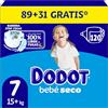 Dodot Bambino Asciutto Pannolini Taglia 7, 120 Pannolini, 15kg-24kg, Una Notte Fino al 100% Senza Perdite