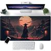 CYZFF Tappetino da scrivania con paesaggio giapponese, tappetino per mouse con samurai al chiaro di luna, grande tappetino estetico scuro per scrivania, tappetino per mouse da gioco esteso XXL, 80 x 40 cm,