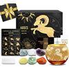 Aovila Regali Ariete per donne Ariete portacandele con cristalli di nascita, set regalo con segno zodiacale, astrologia, regalo di compleanno per donne, mamma, migliori amici